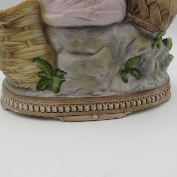 Vintage Porcelain Figurine Piano Baby Girl Baskets Planter 9" x 10" x 5" - Picture 11 of 16